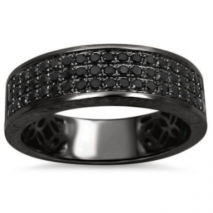 Black Rhodium Plated Sterling Silver Mens Ring